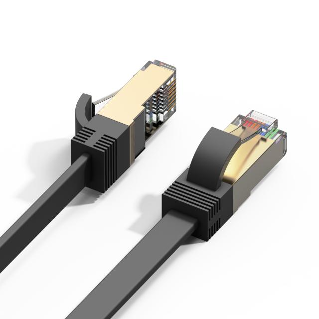 누아트 CAT7 랜선 꼬임방지 칼국수형 초고속 랜케이블 10m, 블랙, 1개