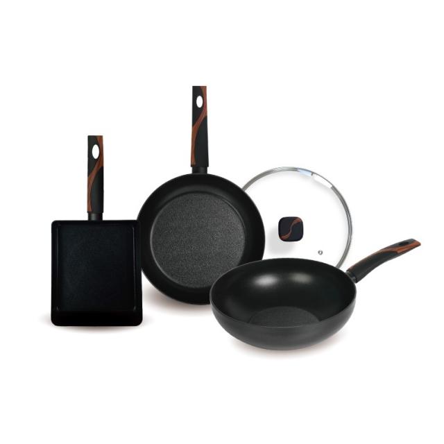 실바트 미라클 IH 프라이팬 4종 세트, 혼합색상, 계란말이팬 24cm + 프라이팬 28cm + 궁중팬 28cm + 유리뚜껑 28cm