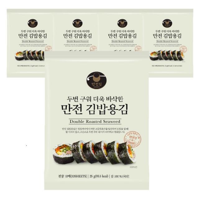 만전김 두번구워 더욱 바삭한 만전 김밥용김 10매, 25g, 5개