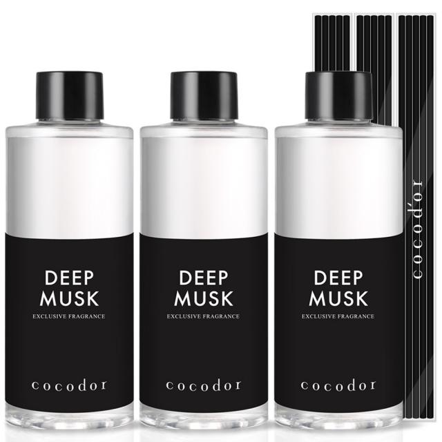 코코도르 디퓨저 리필액 3개 + 리드스틱 15개입, 딥머스크, 200ml