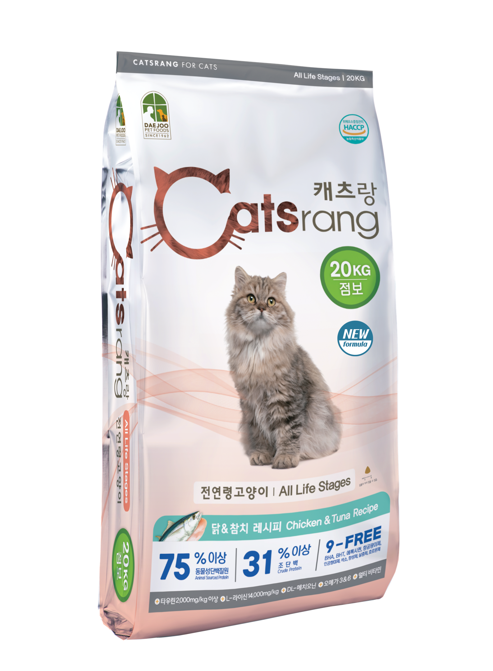 캐츠랑 New 전연령 올라이프 고양이 건식사료 닭+참치 20kg