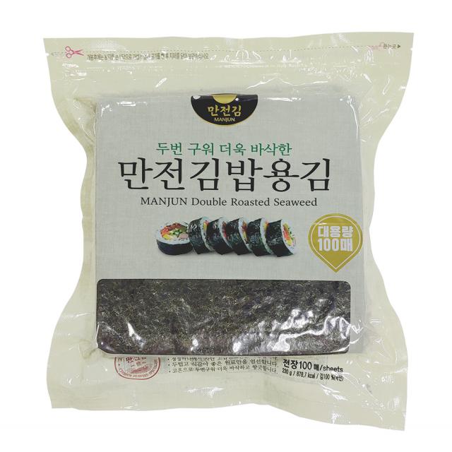 만전김 두번 구워 더욱 바삭한 김밥용김 100매, 230g, 1개