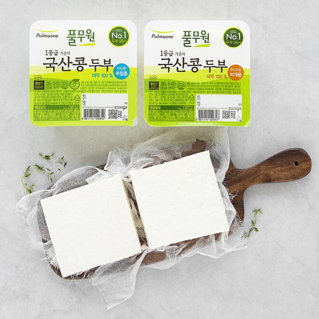 풀무원 국산콩 두부 부침용 300g + 찌개용 300g, 1세트