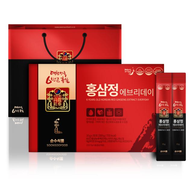 순수식품 6년근 홍삼정 에브리데이 + 쇼핑백, 10g, 30개입