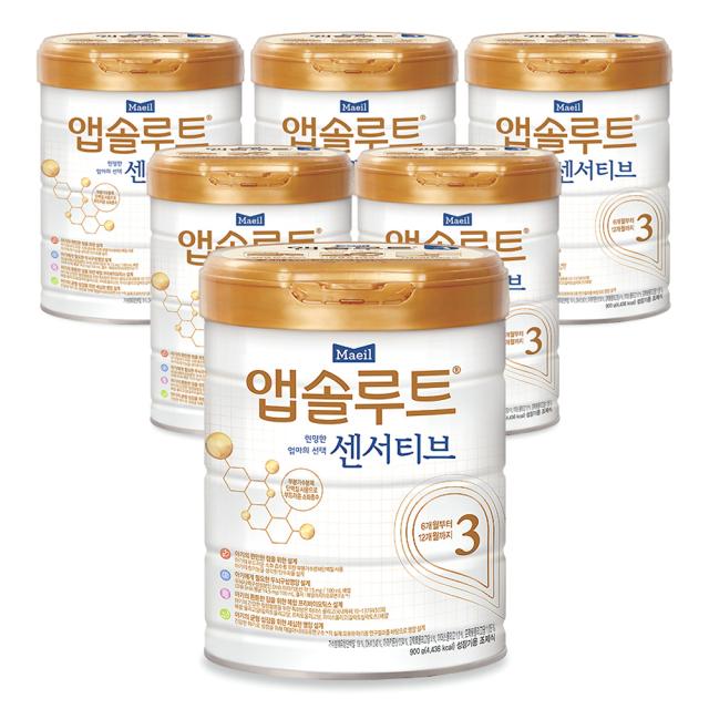 앱솔루트 현명한 엄마의 센서티브 분유 3단계, 900g, 6개