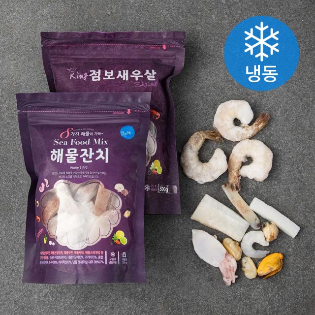 알찬해 킹 점보새우살 200g + 해물잔치 200g (냉동), 1세트