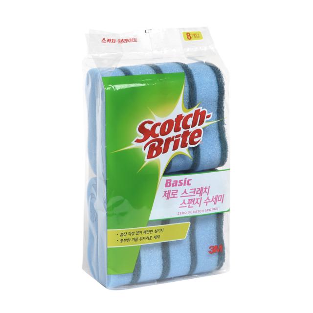 쓰리엠 베이직 제로 스크레치 스펀지 수세미 8개입 1개