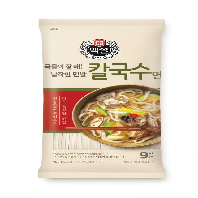 백설 국물이 잘 배는 납작한 면발 칼국수면, 900g, 1개