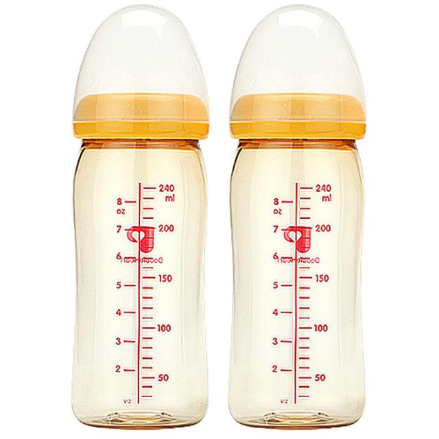 더블하트 신모유실감 PPSU노꼭지 트윈팩 젖병, 노꼭지 (240ml), 오렌지