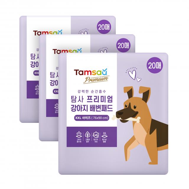 탐사 프리미엄 강력흡수 배변패드 라벤더향 3개 점보형 76*90cm 20매