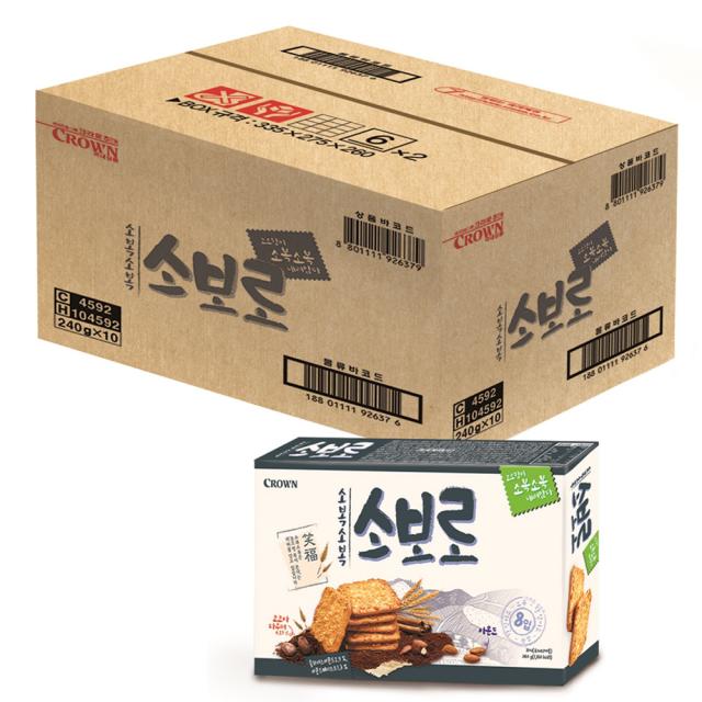 크라운 소복소복 소보로 크래커, 240g, 10개입