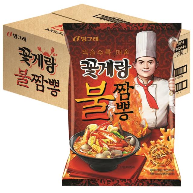 빙그레 꽃게랑 불짬뽕 스낵 70g 16개입
