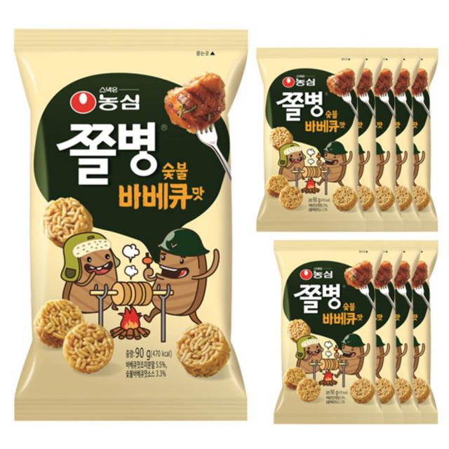 농심 쫄병스낵 바베큐맛, 90g, 10개