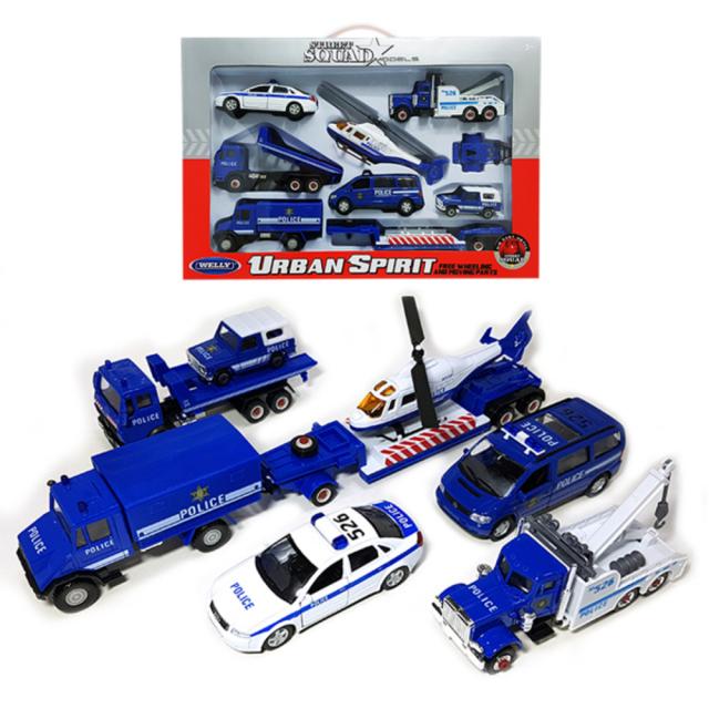 세계유통 6p 경찰차 종합세트, 혼합 색상