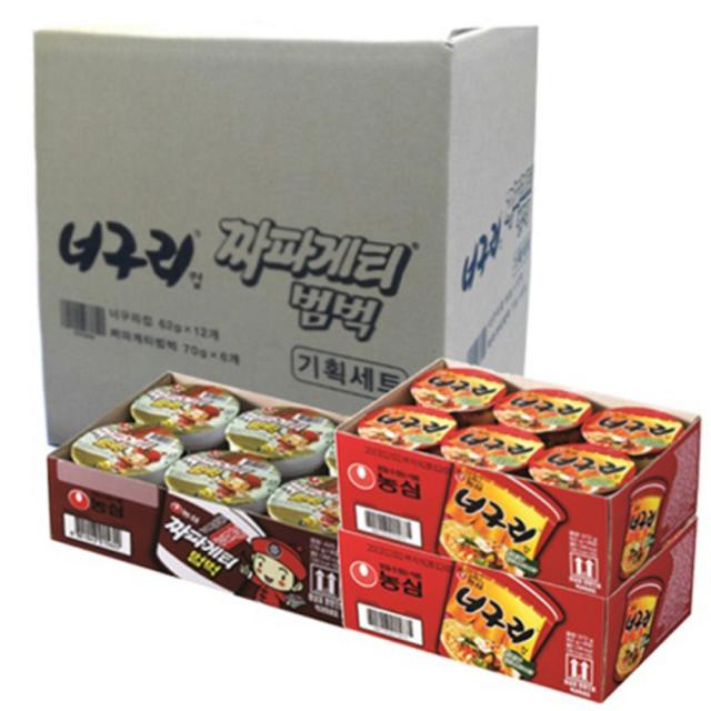 농심 너구리 컵라면 62g x 12p + 짜파게티 범벅 70g x 6p, 1세트