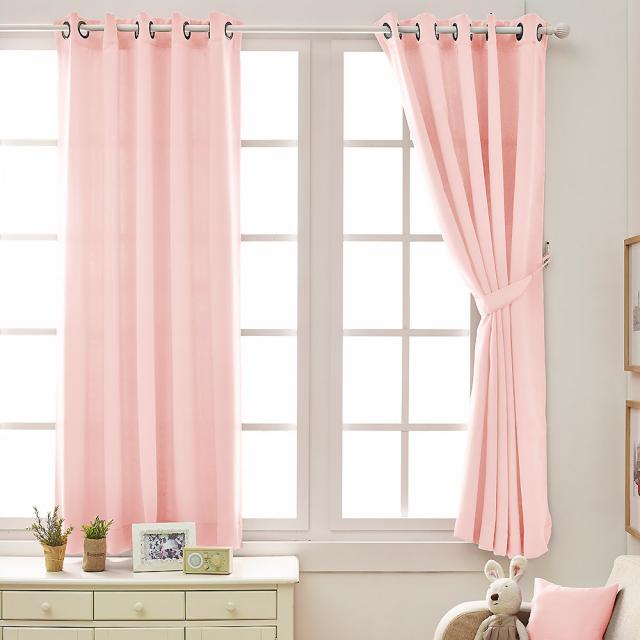 컬러스토리 아일렛 암막커튼 크림 핑크