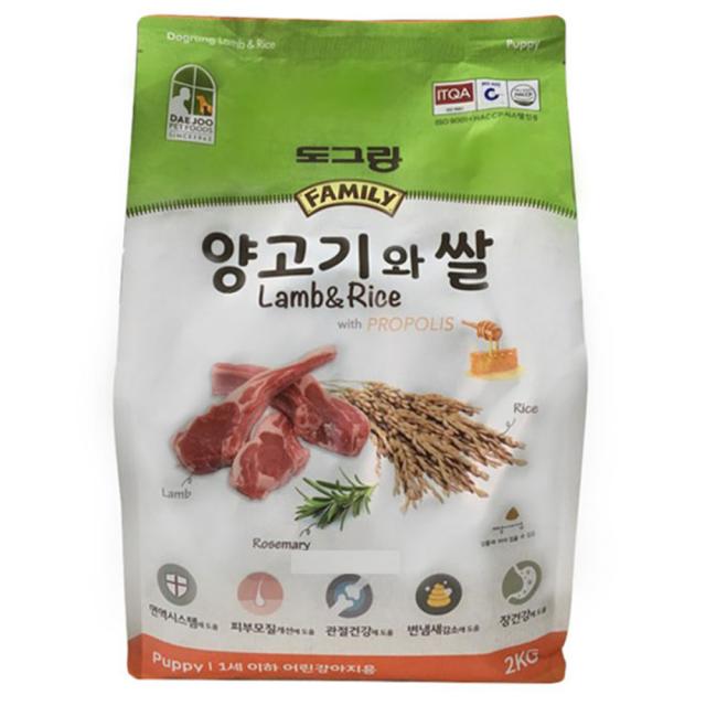 도그랑 퍼피 양고기와 쌀 훼미리 건식사료, 2kg, 1개