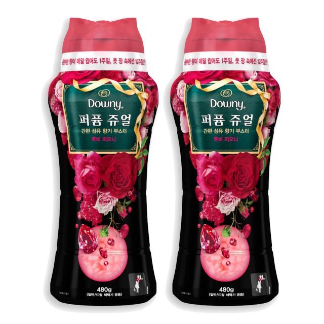 다우니 퍼퓸 쥬얼 향기지속제 루비 피오니, 480g, 2개