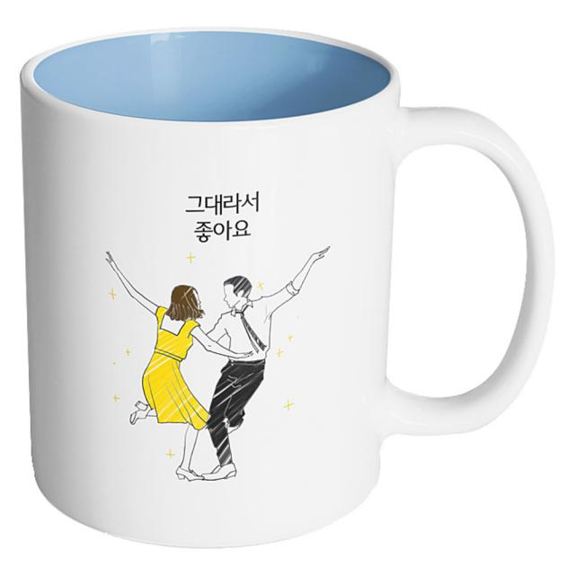 핸드팩토리 라라 그대라서 좋아요 머그컵, 내부 파스텔 블루, 1개