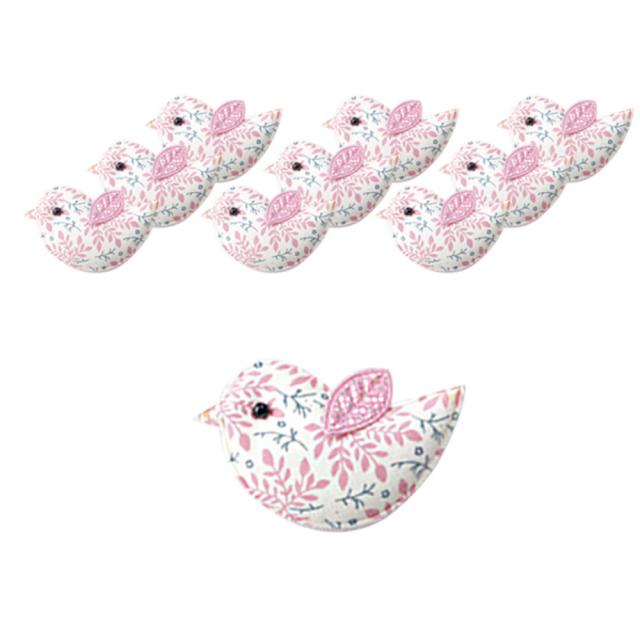 티나피크닉 귀여운 참새무늬 부자재 와펜 핑크플라워 10개입