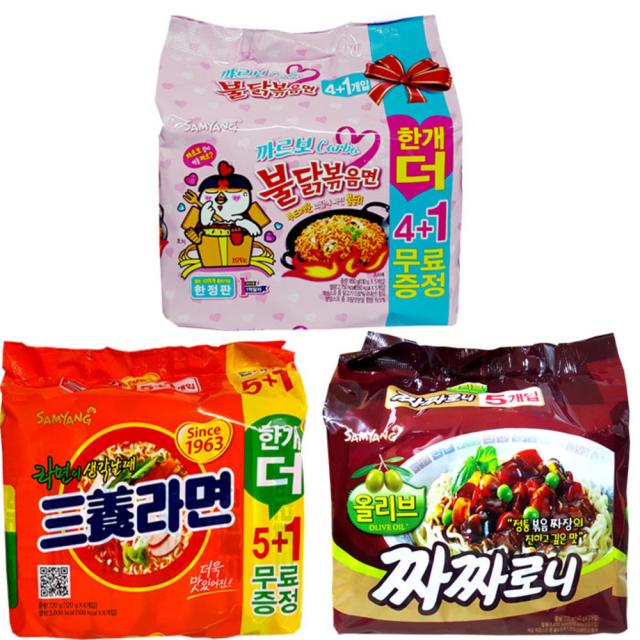 삼양 삼양라면 6p + 까르보 불닭볶음면 5p + 짜짜로니 5p, 1세트