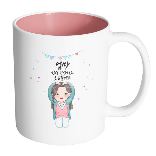 핸드팩토리 큰손하트예쁜딸 엄마 항상 감사해요 효도할게요 머그컵, 내부 파스텔 핑크, 1개
