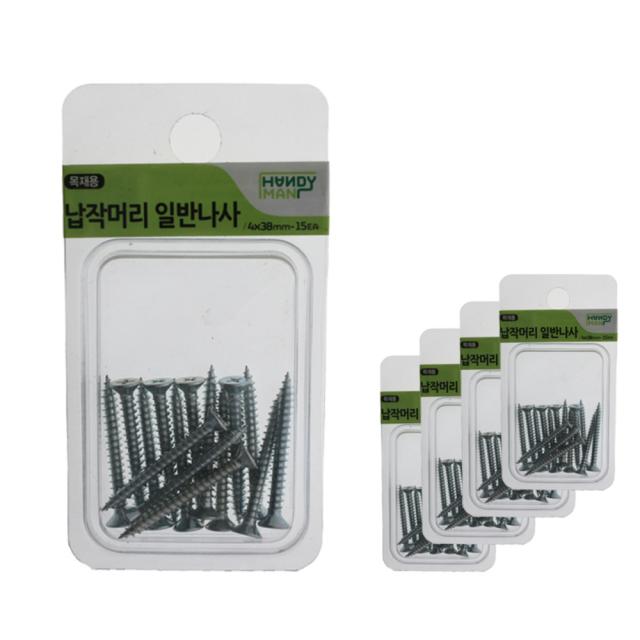 핸디맨 납작머리 일반나사 4 x 38 mm 15p, 5개입