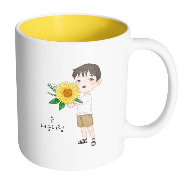 핸드팩토리 해바라기소년 늘처음처럼 머그컵, 내부 옐로우, 1개