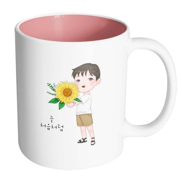 핸드팩토리 해바라기소년 늘처음처럼 머그컵, 내부 파스텔 핑크, 1개