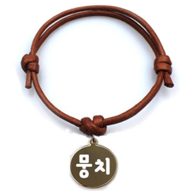 펫츠룩 굿모닝 카라멜 반려동물 목걸이 M + 메탈원형 팬던트 S, 골드(뭉치), 1개