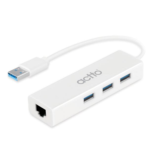 엑토 알파 USB LAN 어댑터 3.0 허브 노트북용 랜카드 화이트 HUBL-03