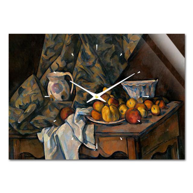 더윤 레티나 명화 벽시계 세잔 정물 사과와 복숭아 30 x 42 cm, 혼합 색상