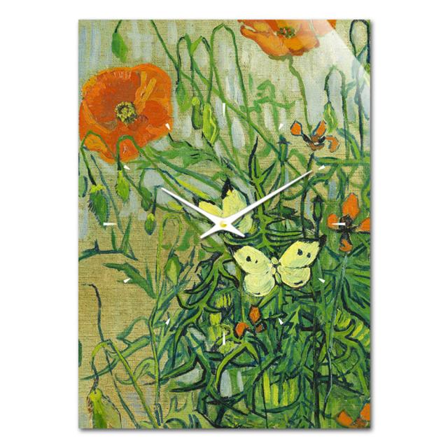 더윤 레티나 명화 벽시계 30 x 42 cm, 고흐 나비와 양귀비
