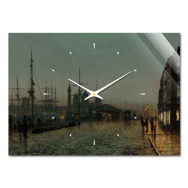 더윤 레티나 명화 벽시계 42 x 30 cm, 그림쇼 프린스 부두의 밤