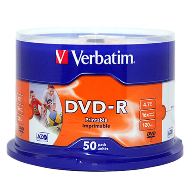 버바팀 DVD-R 프린터블 공디스크 16X 4.7GB 50p + 케이크통, 단일 상품