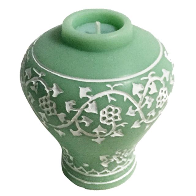 누 백자 청화보상당초문 미니어처 항아리 향초, 올리브색(라벤더)