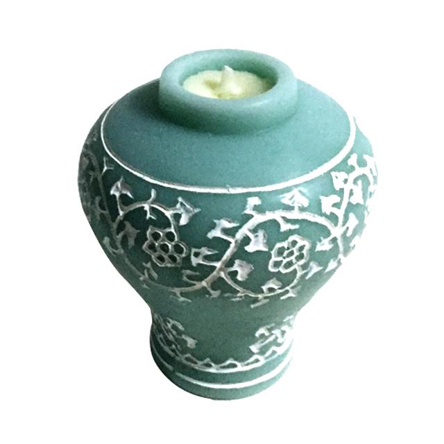 누 백자 청화보상당초문 미니어처 항아리 향초, 하늘색(대나무)
