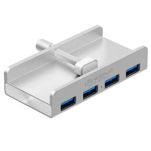 위즈플랫 iHUB Aluminum 4Port USB 3.0 정착형 허브 WIZ-H52 61.5g, 실버