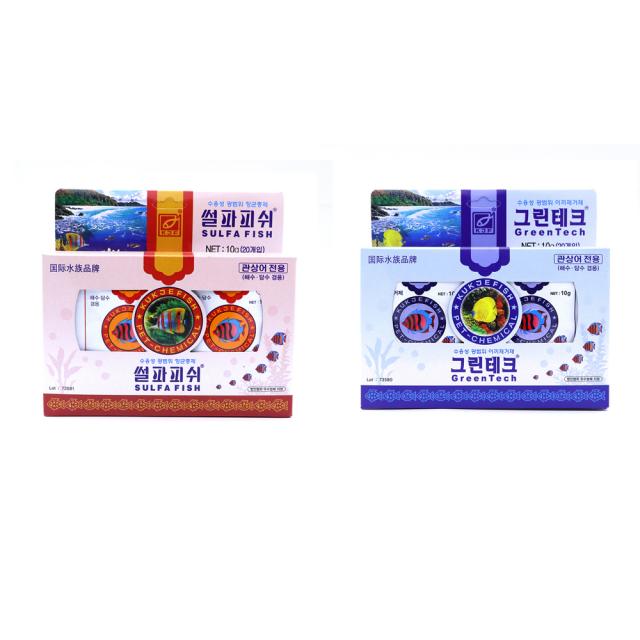 국제어약 썰파 피쉬 광범위 항균 충제 20p + 국제어약 그린테크 이끼 개선제 20p, 1세트