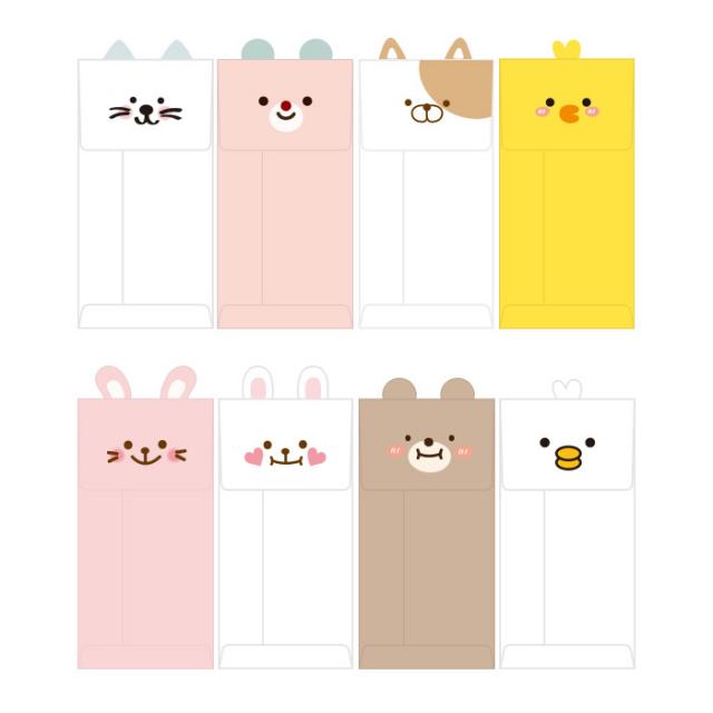 톡톡팬시 1000 동물봉투 8종 혼합 색상 1세트