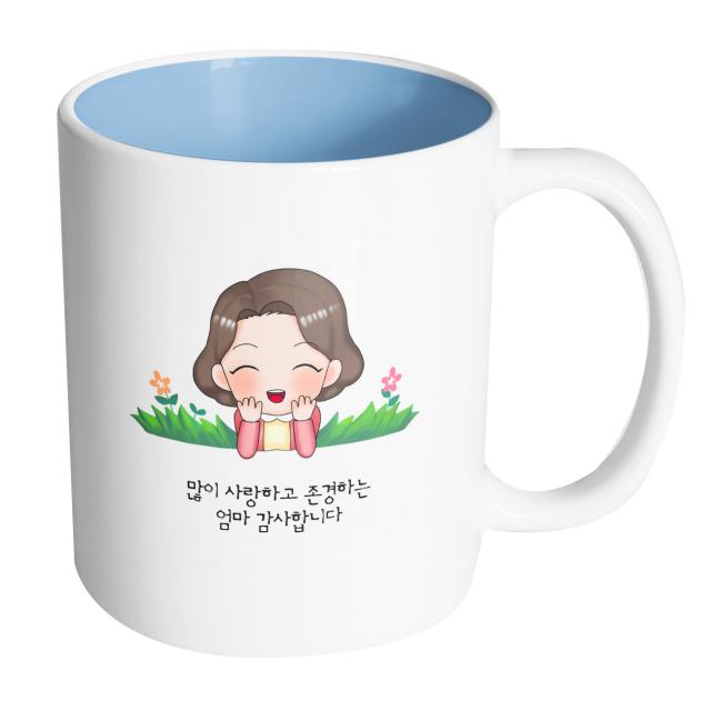 핸드팩토리 풀밭엄마 많이사랑하고존경하는엄마감사합니다 머그컵, 내부 파스텔 블루, 1개