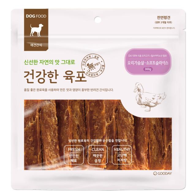 건강한육포 반려견간식 300g, 오리가슴살 소프트슬라이스, 1개