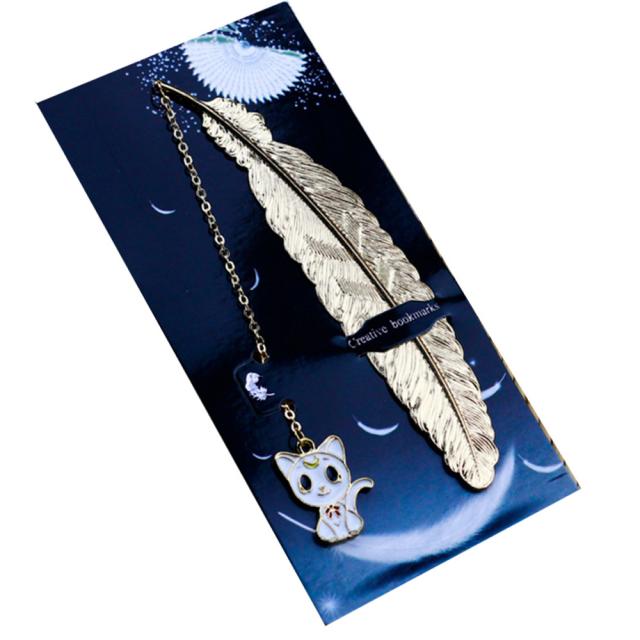 해피트레이딩 골드 팬던트 깃털 책갈피, 13, 1개