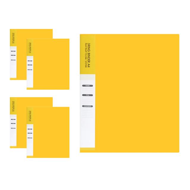 레드루프 3홀 링 바인더 A4 1인치, 옐로우, 5개입