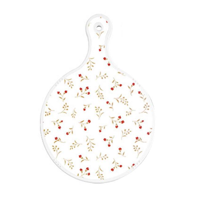 로엠디자인 양면 디자인 원형 서빙도마 장단색꽃고비, 감색나무라인, 1개