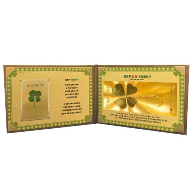 럭키심볼 행운의 선물 황금지폐 + 생화 네잎클로버 57케이스 세트, 황금네잎