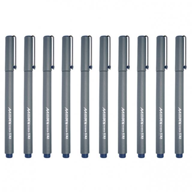 제브라 밀리 수성펜 밀리펜 0.1mm, 블루, 10개입