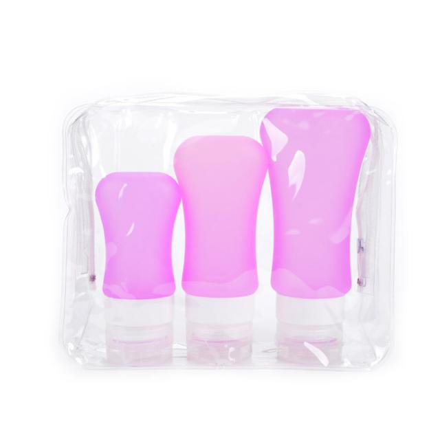 아리코 로션 세면용품 실리콘 공병 3종 세트 89ml + 60ml + 37ml, 핑크, 1세트