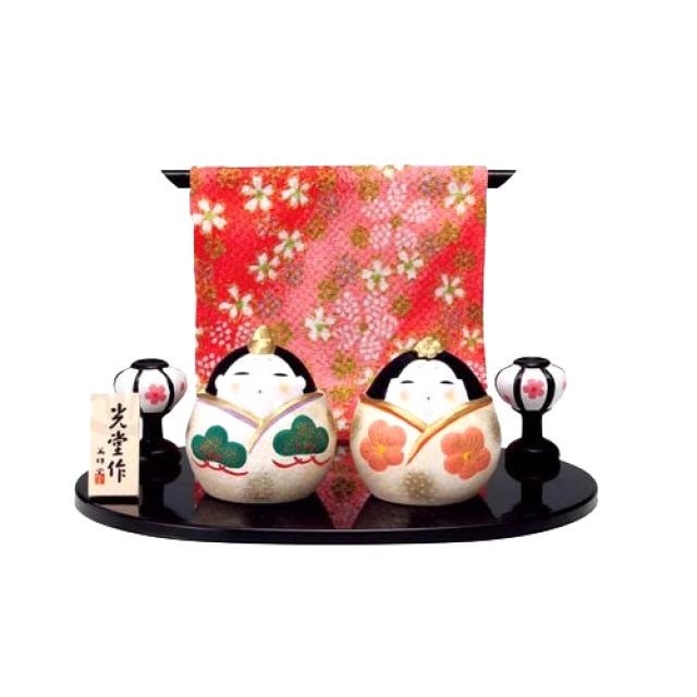 마츠모토자기 오브제 꽃봉우리 안 남과여 세트, 혼합 색상