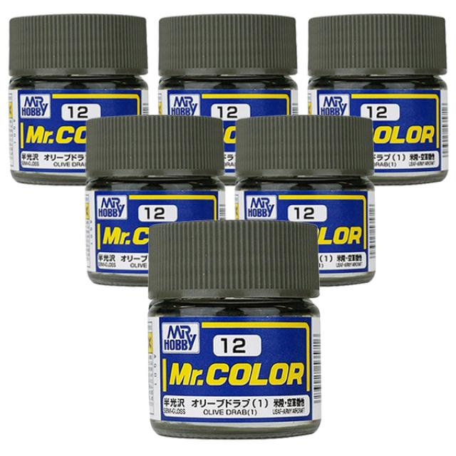 GSI 프라모델도료 C-012 6개입, 012 올리브드랍 1 반광, 10ml